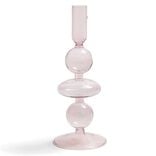 Bougeoir chandelier verre rose clair &Oslash;8,7xH21,5cm