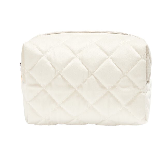 Pochette &agrave; cosm&eacute;tiques en velours beige ou bleu 19x9xH12cm