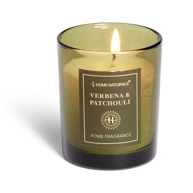 Bougie senteur verveine patchouli dans pot en verre &Oslash;6,4xH7,9cm vert