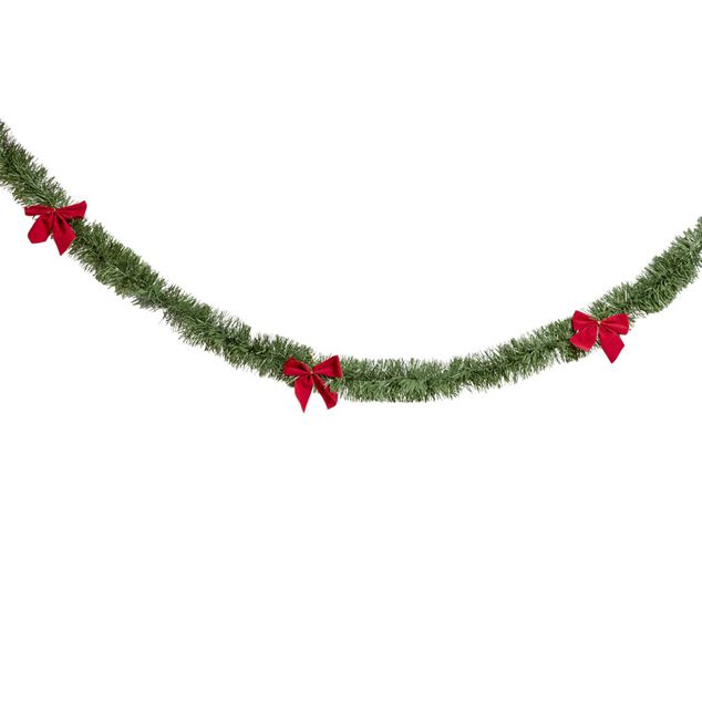 Guirlande avec noeud L200cm PVC vert et rouge