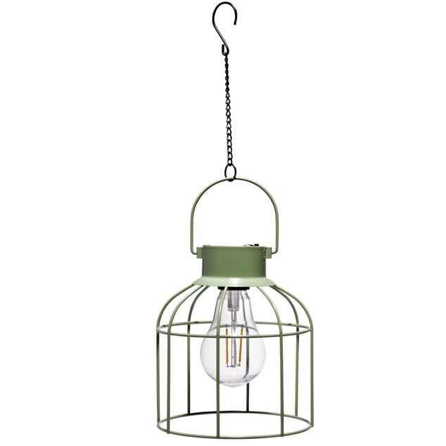 Lanterne solaire m&eacute;tal vert &Oslash;14xH16/38cm
