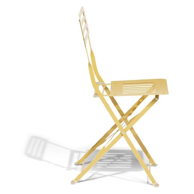 Chaise de jardin Rio pliante m&eacute;tal jaune 41x45xH82cm