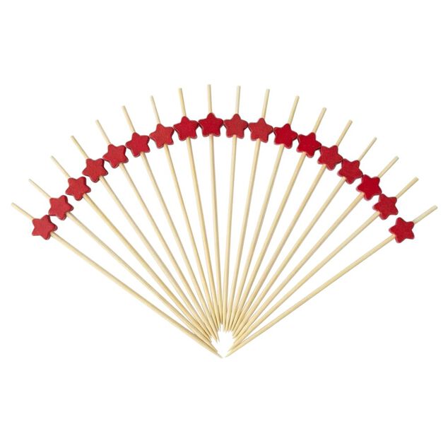 Pique ap&eacute;ritive X20 pcs en bambou L21X12X2 cm (3 designs assortis)