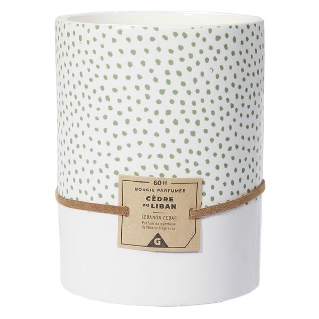 Bougie parfum&eacute;e verte senteur c&egrave;dre du Liban 60H