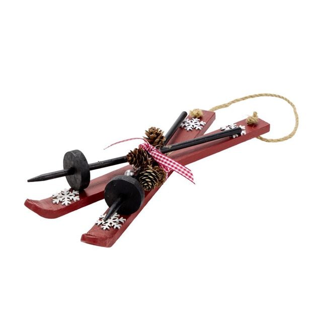 Ski d&eacute;coratif &agrave; suspendre en bois 10x30cm (3 mod&egrave;les)