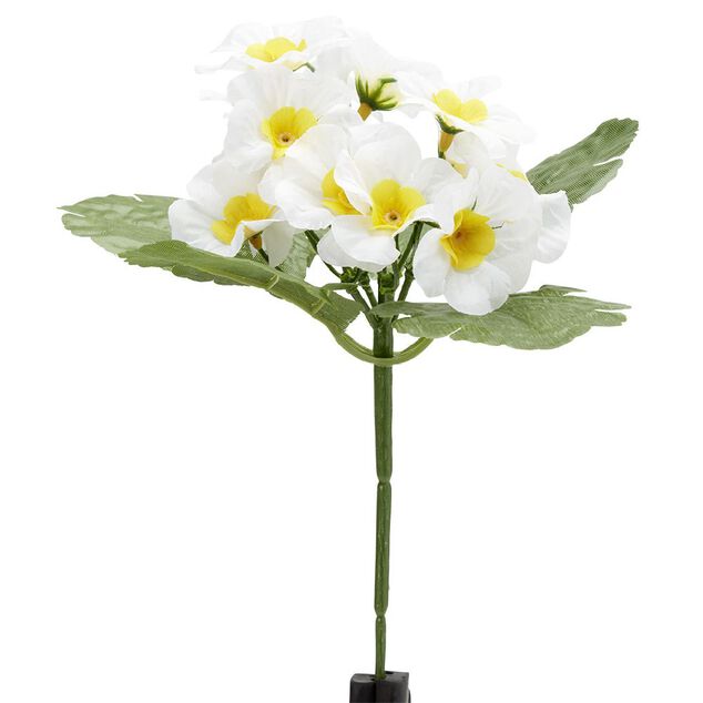 Piquet primev&egrave;res artificielles 15 t&ecirc;tes H9 cm blanc