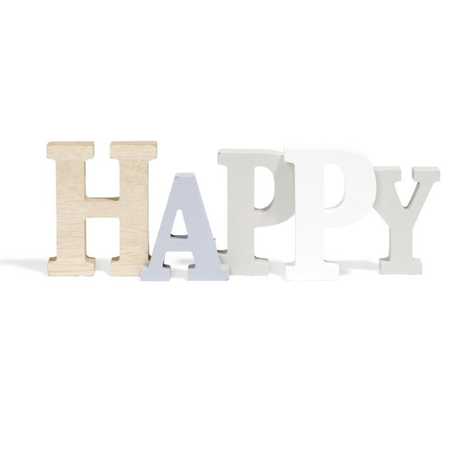 D&eacute;coration mot HAPPY en bois L49xH14cm