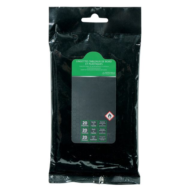 Lingette nettoyante pour plastique auto/v&eacute;lo x20