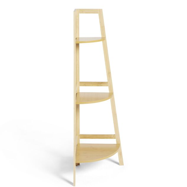 Etag&egrave;re d'angle bambou 3 niveaux 32xH103x32cm