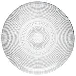 Assiette plate ronde effet relief blanc transparent &Oslash;26,8 cm