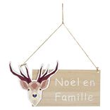 Pancarte de No&euml;l &agrave; suspendre motif renne avec inscription