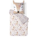 Parure de lit enfant 1 personne 140x200cm r&eacute;versible motif floral rose