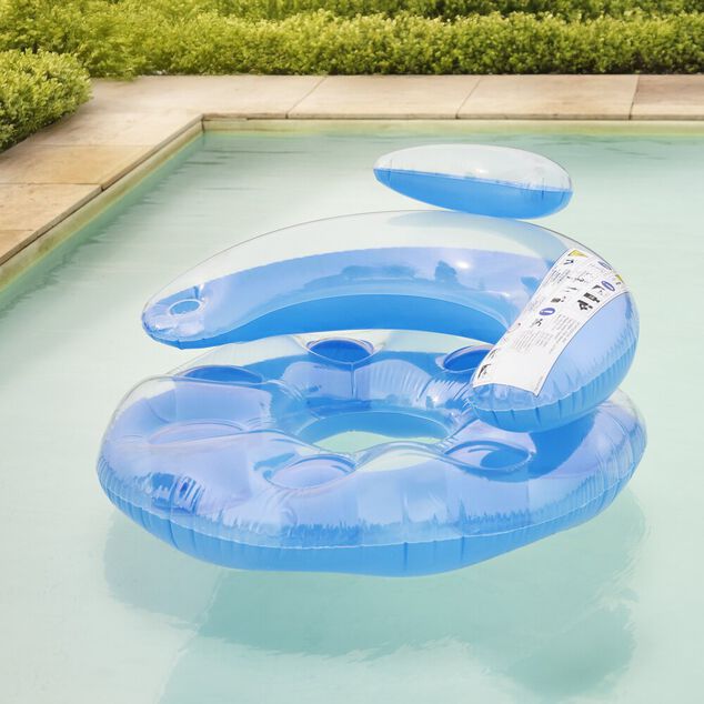 Fauteuil de piscine gonflable en plastique bleu 109x112cm