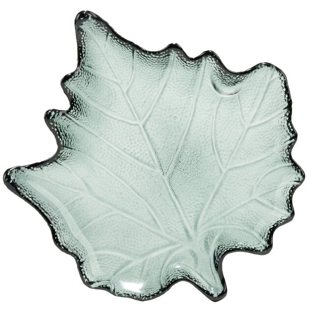 Coupelle forme feuille verre transparent 21,5x20,5xH3cm