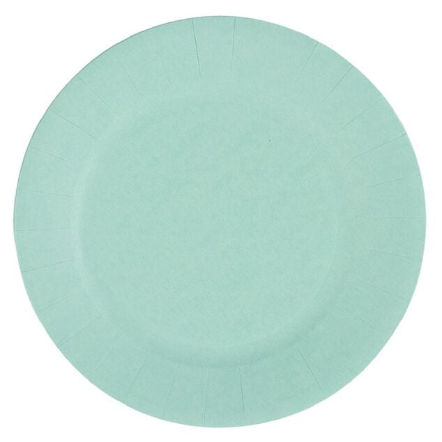 Lot de 10 assiettes en carton vert d'eau Ø18 cm