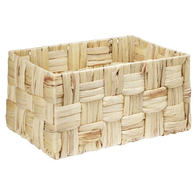 Grande pani&egrave;re rectangulaire tress&eacute;e en jonc