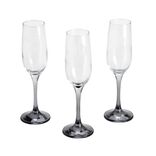 Flûte à champagne x3 en verre avec pied gris fumé 21,5cl