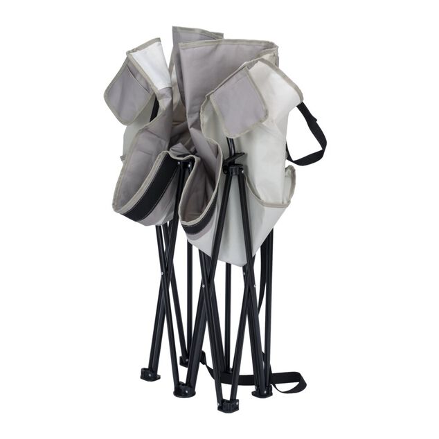 Fauteuil de camping 2 places pliable tissu gris 141x56xH96cm