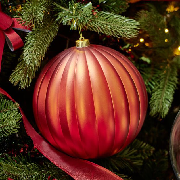 Boule de Noël XL x3 rouge pailleté/mat/brillant Ø20cm