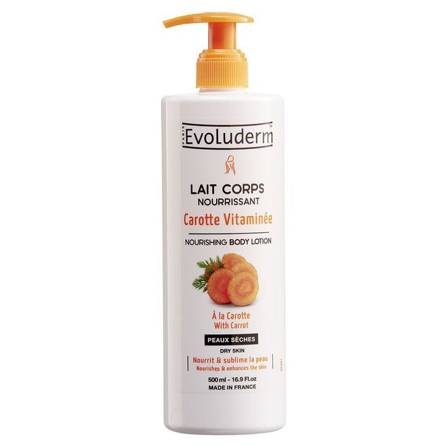 Lait corps nourrissant Evoluderm carotte vitamin&eacute;e 500 ml