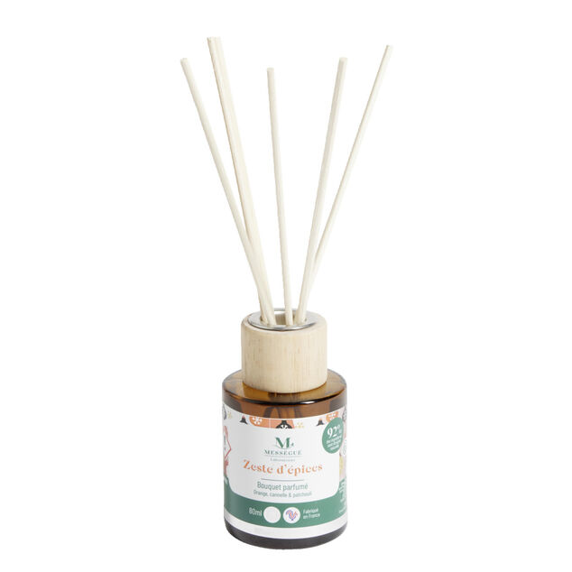 Diffuseur &agrave; b&acirc;tonnets 80ml Mess&eacute;gu&eacute; bouquet parfum&eacute; zeste d'&eacute;pices