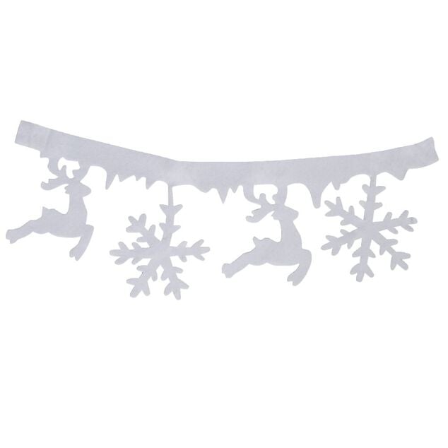 Guirlande feutrine motif renne et flocon blanc 1,8 m
