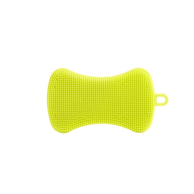 Lot de 2 &eacute;ponges silicone jaune et bleu 13x11,5cm