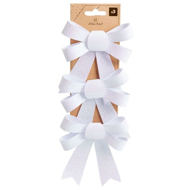 Noeud &agrave; suspendre paillet&eacute; blanc iridescent x3