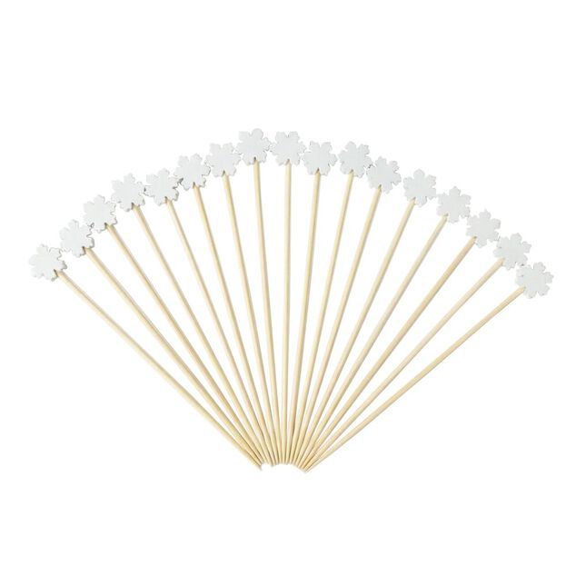 Pique ap&eacute;ritive X20 pcs en bambou L21X12X2 cm (3 designs assortis)