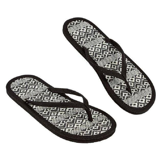 Tong pour femme noir d&eacute;co paille tress&eacute;e taille 36/37