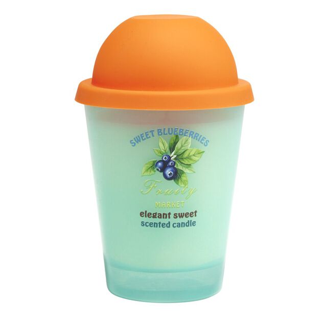 Bougie parfum&eacute;e dans pot verre fa&ccedil;on sorbet senteur fruit &Oslash;9,5xH10cm (3 mod&egrave;les)