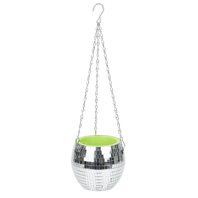 Porte plante &agrave; suspendre forme boule disco &Oslash;15xH30cm