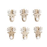 Mini pinces en bois No&euml;l forme de t&ecirc;te de renne 6 pi&egrave;ces