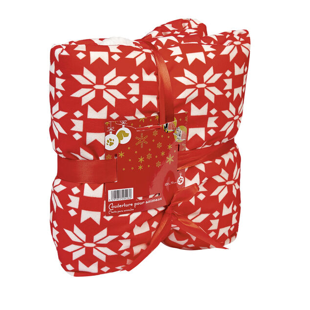 Plaid pour chien et chat motif flocons de No&euml;l