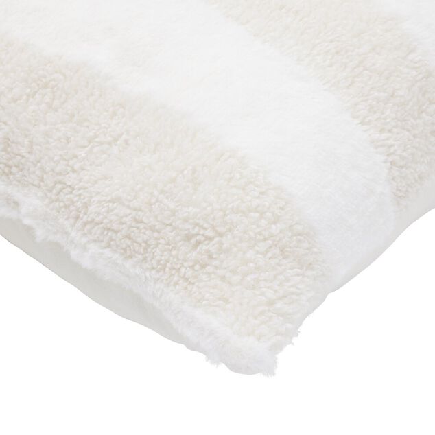 Coussin carré déco fourrure Teddy motif beige 45x45cm (2 modèles)