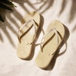 Tongs femme plastique semelle effet corde lanières pailletées marron 36/37