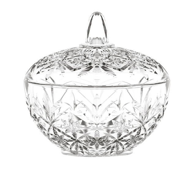 Coupelle en verre avec couvercle motif diamant Ø12xH12cm