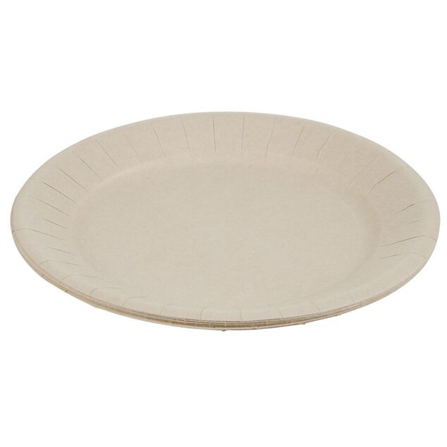 Lot de 10 assiettes en carton uni lin &Oslash;23 cm