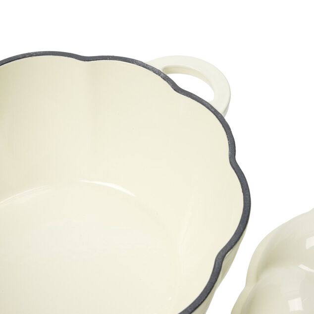 Cocotte fonte forme citrouille &Oslash;24xH18,5cm (2 mod&egrave;les cr&egrave;me ou rouille)