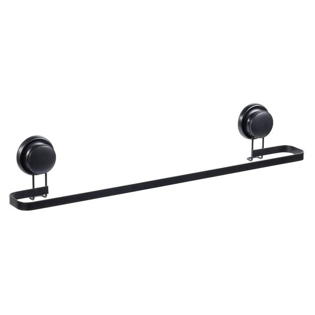 Porte serviette &agrave; ventouses m&eacute;tal noir L.60 cm