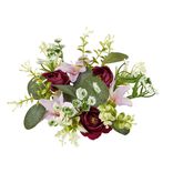 Composition florale artificielle couronne multifleur rose Ø30cm