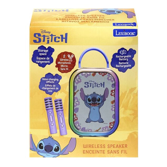 Enceinte karaok&eacute; Stitch bluetooth plastique avec 2 micros H22cm