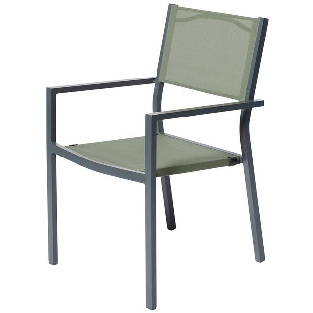 Fauteuil de jardin Oslow aluminium gris textil&egrave;ne vert 59x55,5xH.86 cm