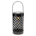 Lanterne solaire cylindrique m&eacute;tal marron &Oslash;11xH20cm