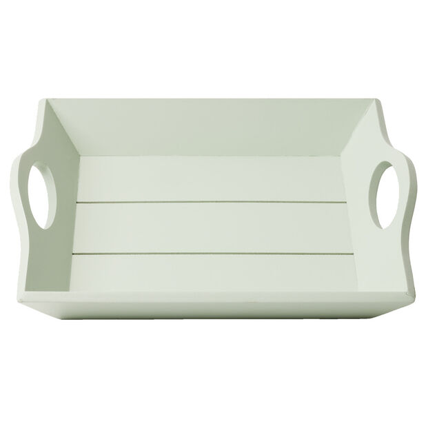 Plateau d&eacute;coratif en bois avec poign&eacute;e 22,5x20xH4cm (3 mod&egrave;les)