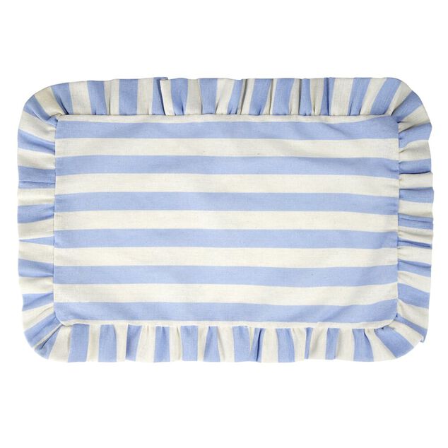 Set de table rectangulaire bord &agrave; volant motif rayure polycoton 30x45cm (3 mod&egrave;les)