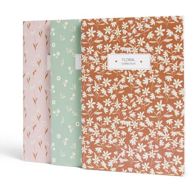 Carnet A5 champ&ecirc;tre &agrave; lignes 80 pages x3