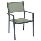 Fauteuil de jardin Oslow aluminium gris textil&egrave;ne vert 59x55,5xH.86 cm