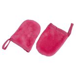 Gant démaquillant fuchsia en coton x2