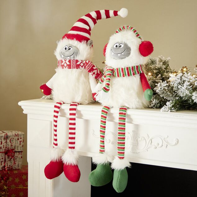 Personnage à poser yéti jambes pendantes H59cm - 2 modèles